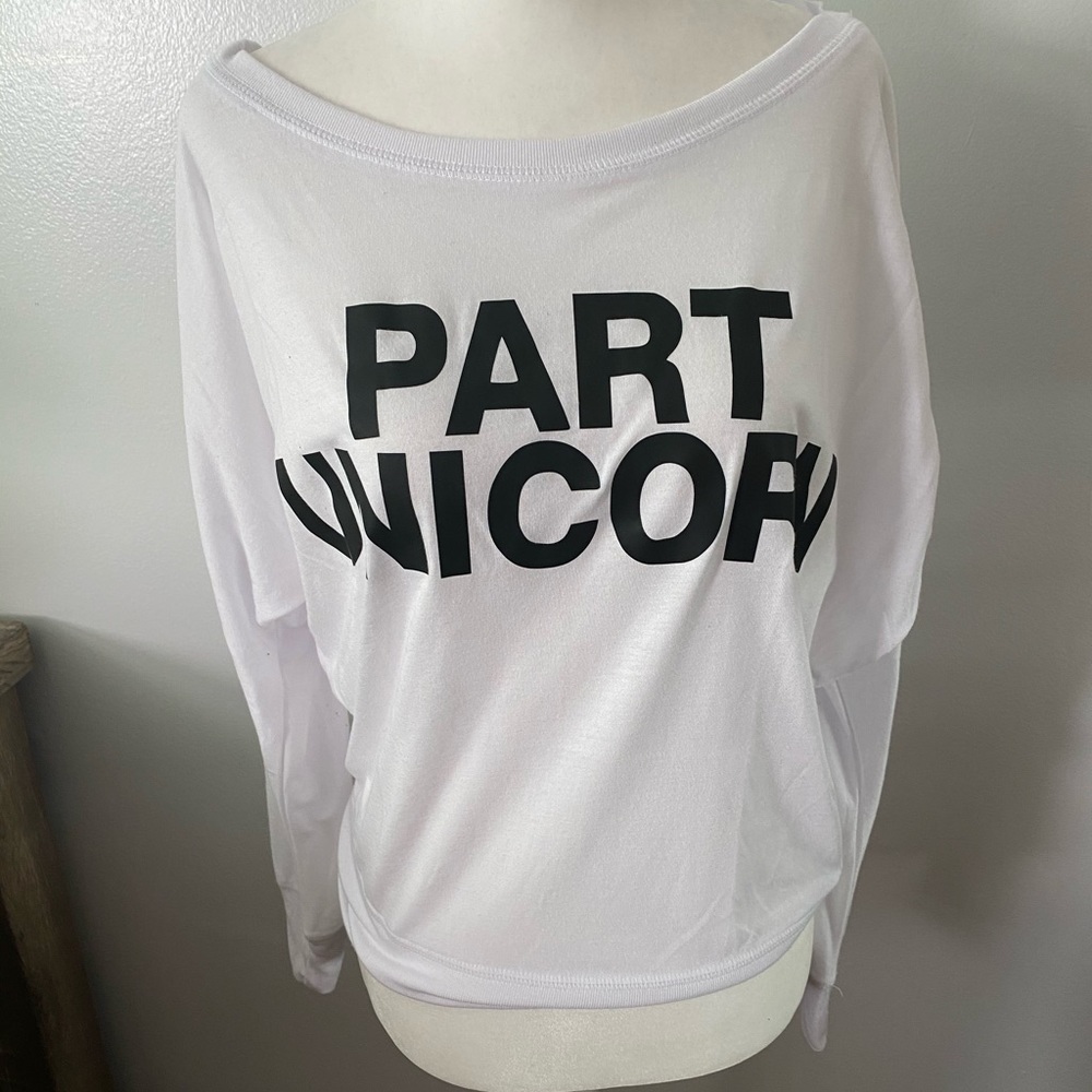 Off Shoulder Long sleeve T Shirt “Part Unicorn”